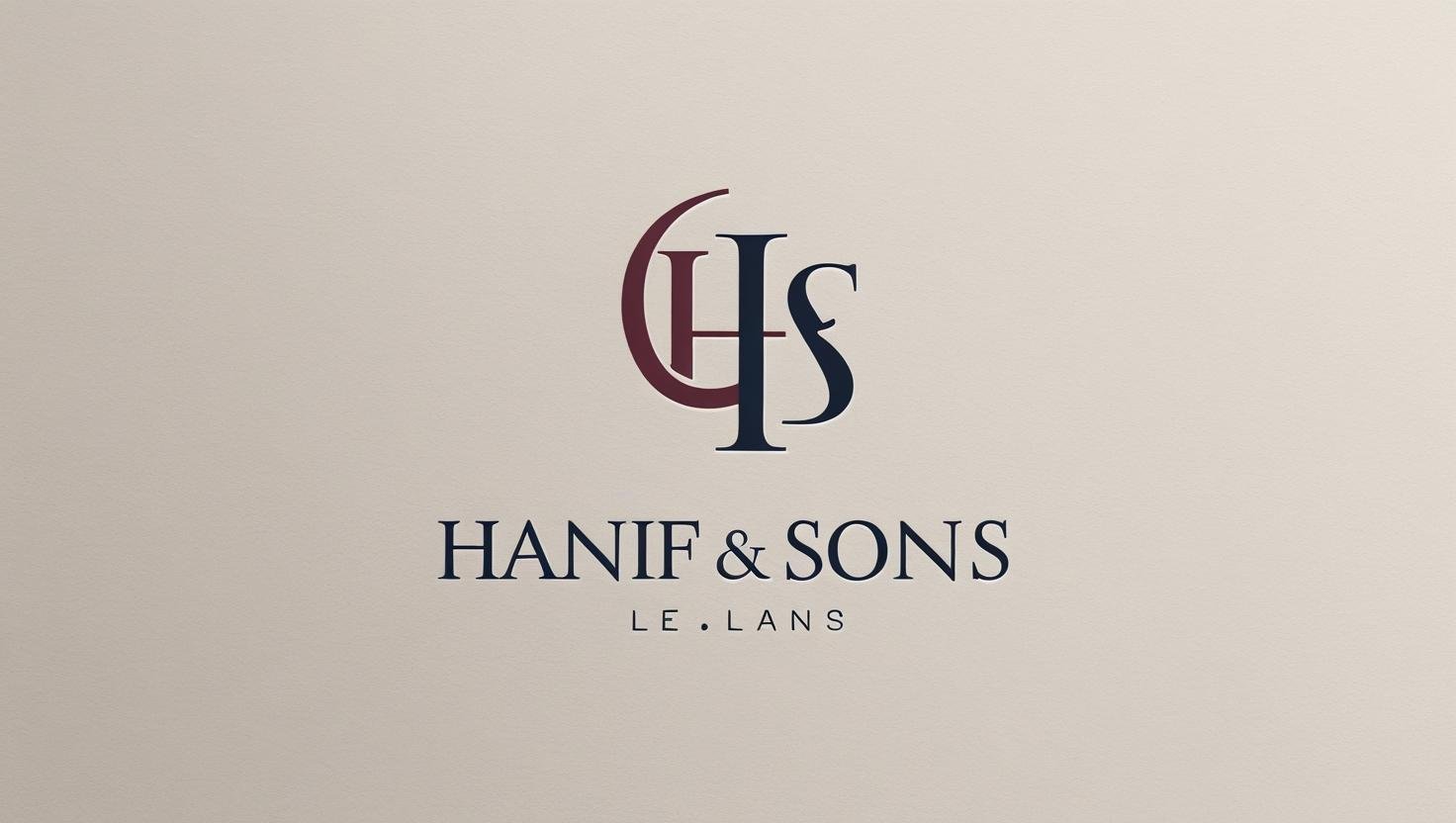 Create elegant logo from the brand name of _Hanif & sons_ create from initials or use any alphabet from the brand name and make it more appealing than other to create a logo